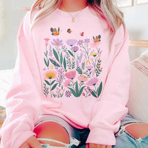 Vintage Pressed Light Pink Flowers Sweatshirt