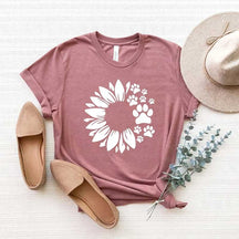Sunflower Dog Paw Animal Lover T-Shirt