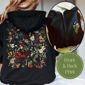 Pressed Flowers Zip Botanical Hoodie