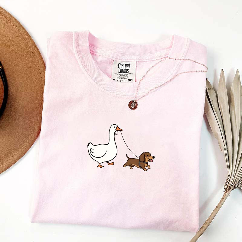 Goose and Dachshund Dog T-Shirt