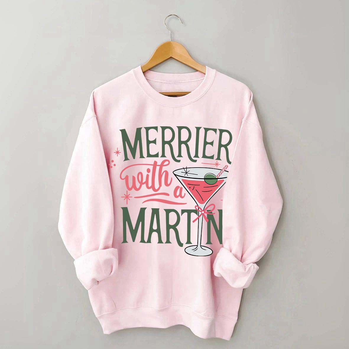Merrier With A Martini Retro Christmas Sweatshirt