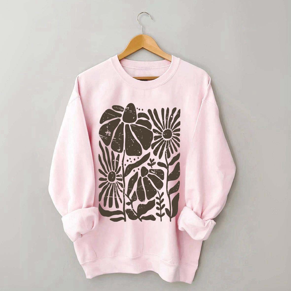 Boho Wildflowers Distressed Flowers Sweatshirt