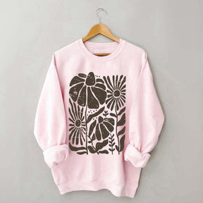 Boho Wildflowers Distressed Flowers Sweatshirt