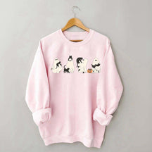 Ghost And Cat Lower Halloween Sweatshirt