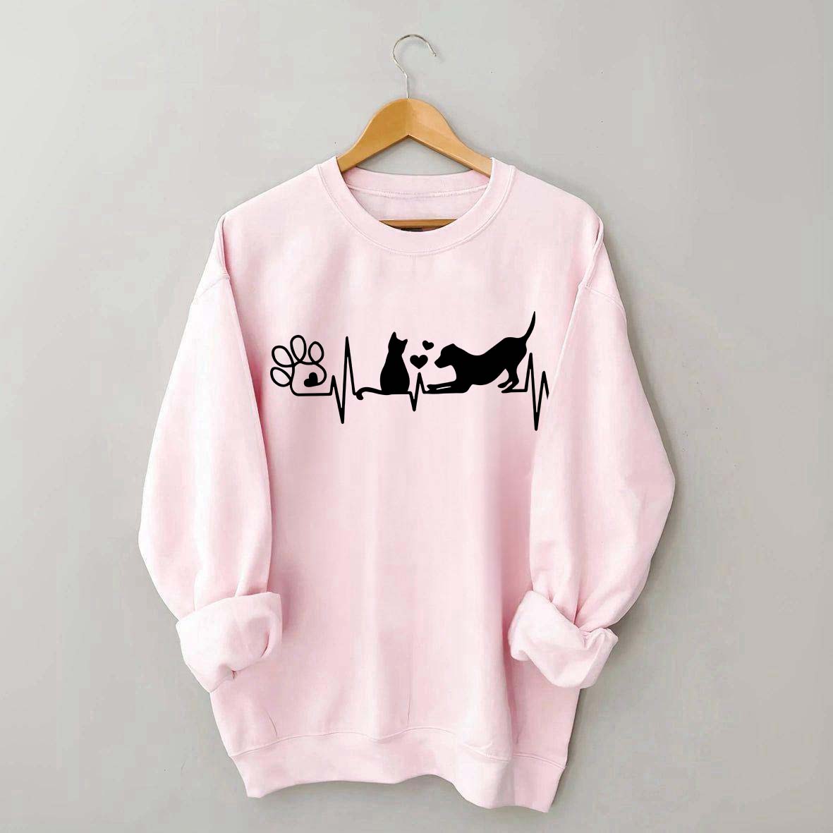 Dog And Cat Mom Heartbeat Sweatshirt