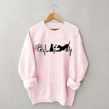 Dog And Cat Mom Heartbeat Sweatshirt