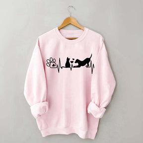 Dog And Cat Mom Heartbeat Sweatshirt