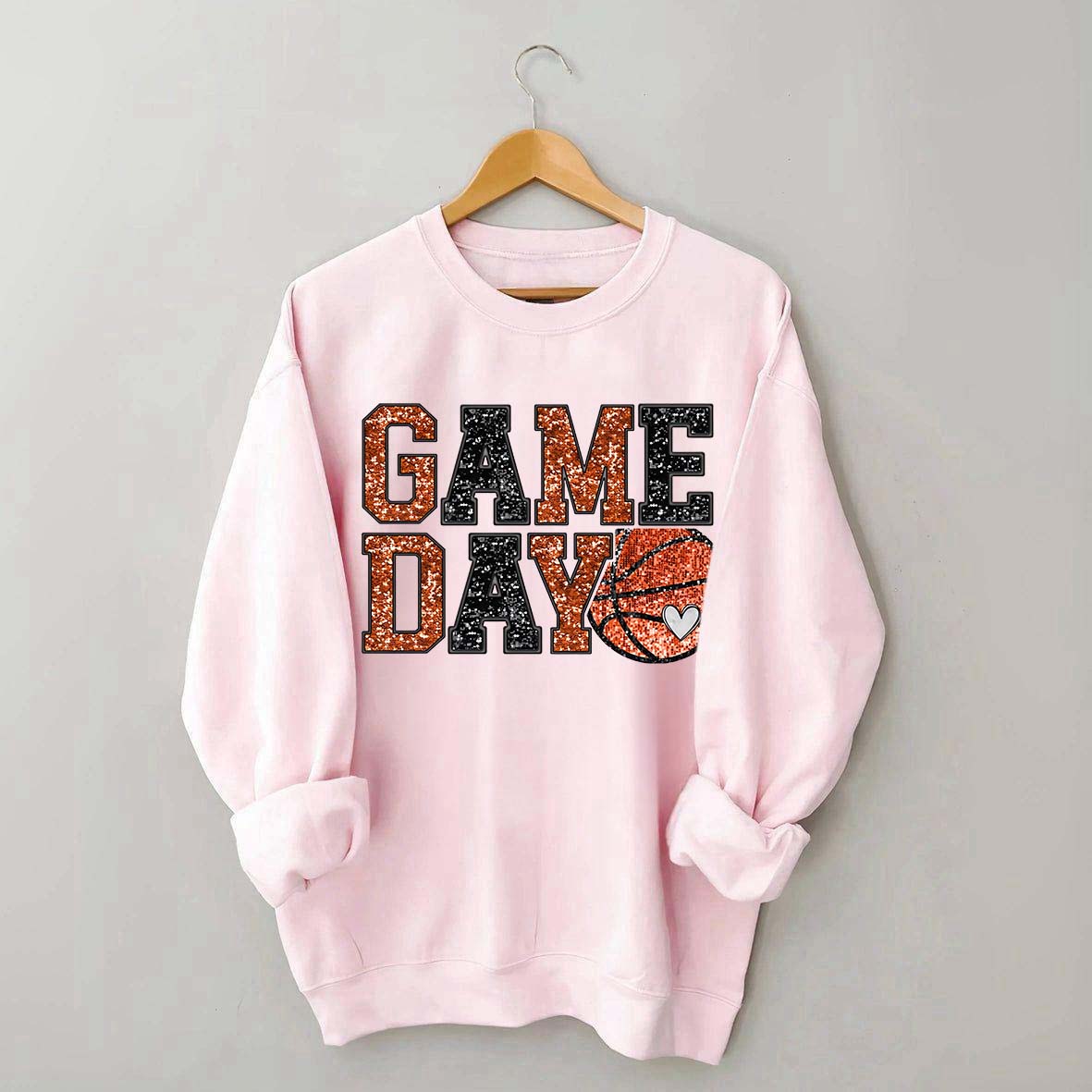 Game Day Basketball Bling Printed Sweatshirt