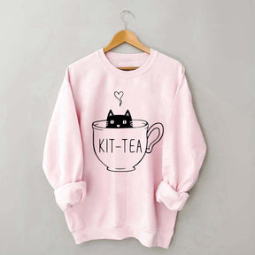 Funny Cat Tea Kitten Sweatshirt