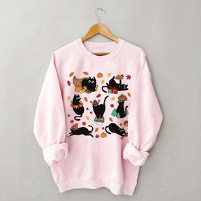Thanksgiving Retro Black Cat Fall Sweatshirt