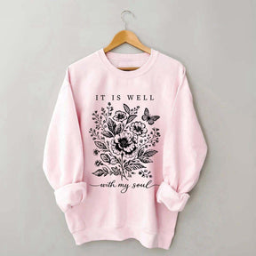 It Is Well With My Soul Floral Butterfly Sweatshirt