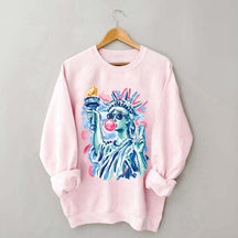 Preppy Statue of Liberty Blowing Bubble Gum Sweatshirt