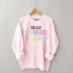 Retro Read Banned Books Rainbow Sweatshirt