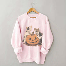 Vintage 90s Cat Halloween Pumpkin Sweatshirt