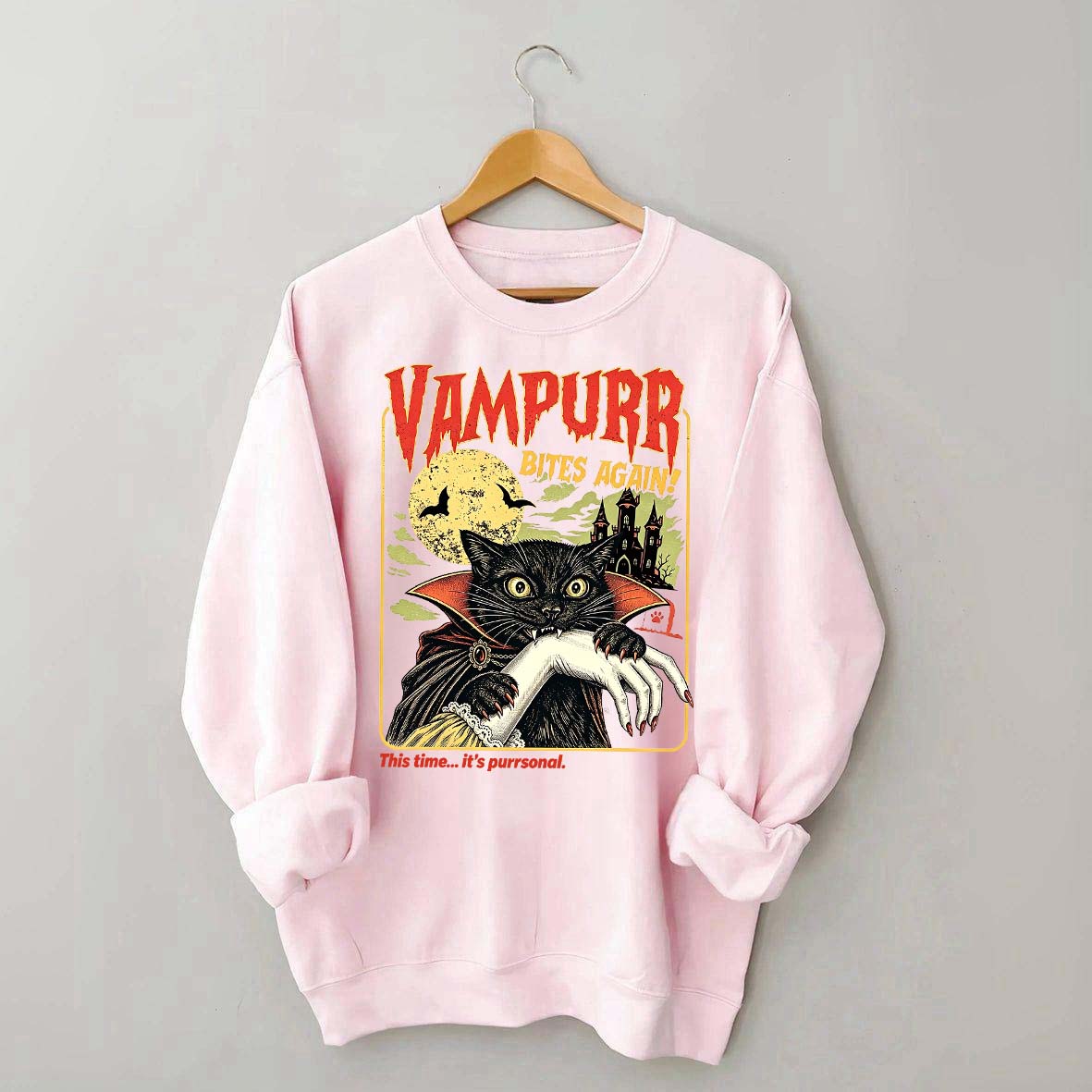 Vampurr Bites Again Halloween Black Cat Sweatshirt