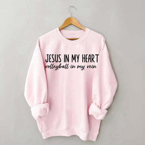 Jesus In My Heart Volleyball In My Veins Sweatshirt
