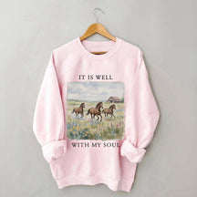 It Is Well With My Soul Horses Floral Sweatshirt