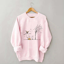 Minimalist Halloween Scarecrow Dog Tree Pumpkin Sweatshirt