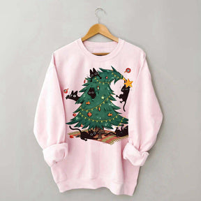 Christmas Tree And Cat Owner Sweatshirt
