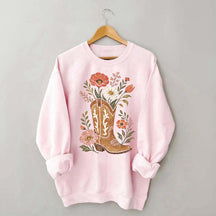 Retro Cowboy Boot Wildflower Sweatshirt
