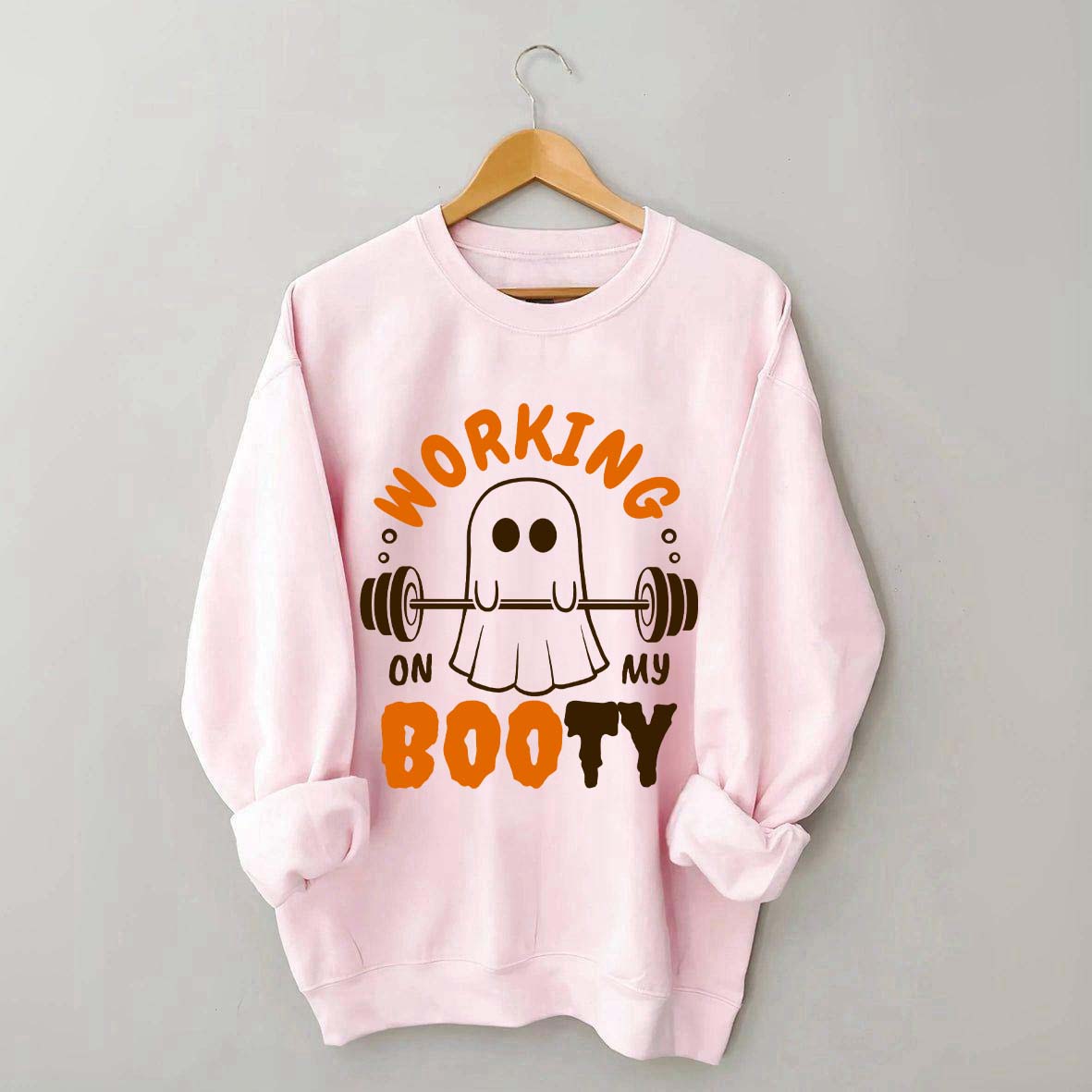 Working On My Booty Halloween Ghost Gym Sweatshirt