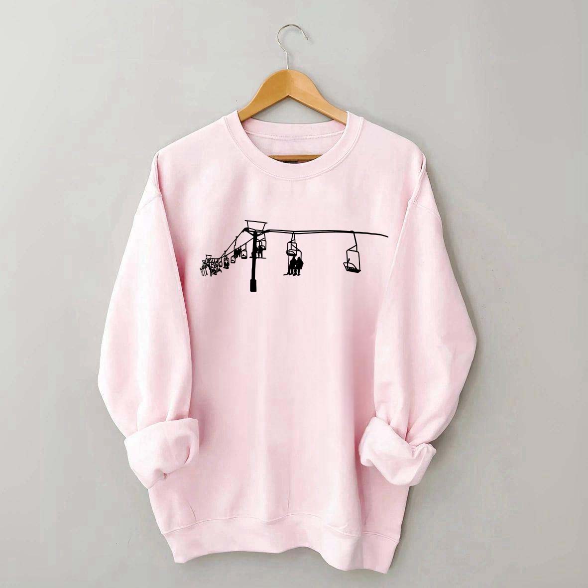 Minimal Mountain Skiing Lift Sweatshirt