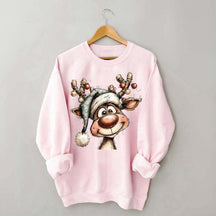 Retro Reindeer Merry Christmas Sweatshirt