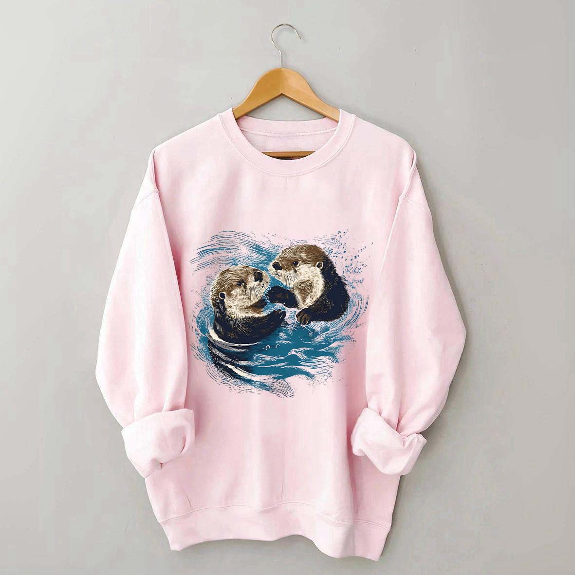 Vintage Otters Ocean Animals Sweatshirt