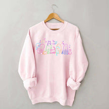 Cute Neon Halloween Ghost Cats Sweatshirt