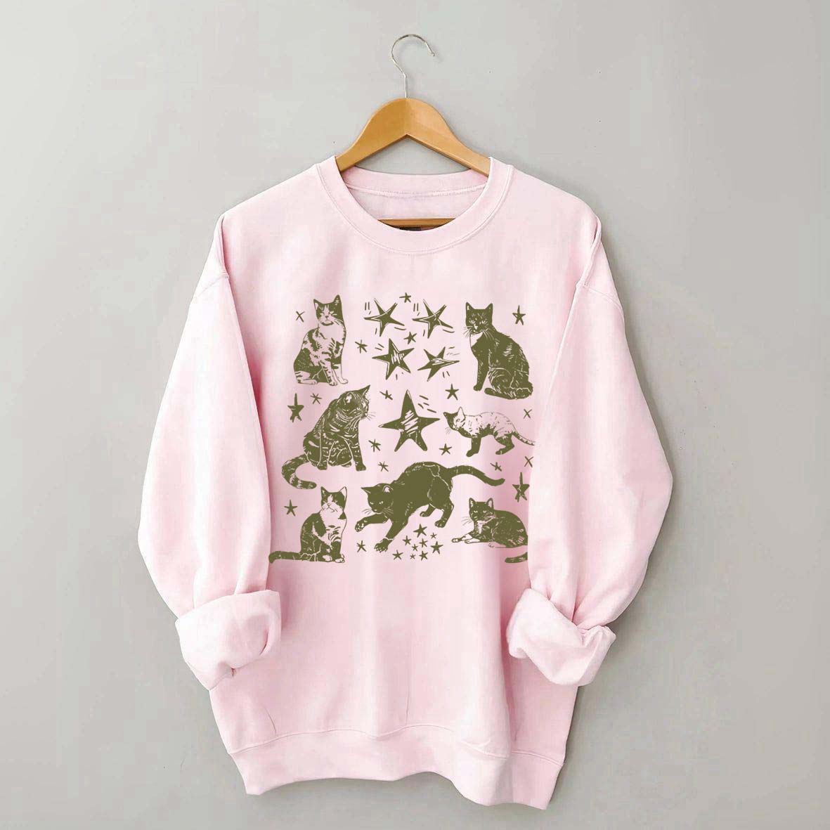 Vintage Cat Star Graphic Sweatshirt