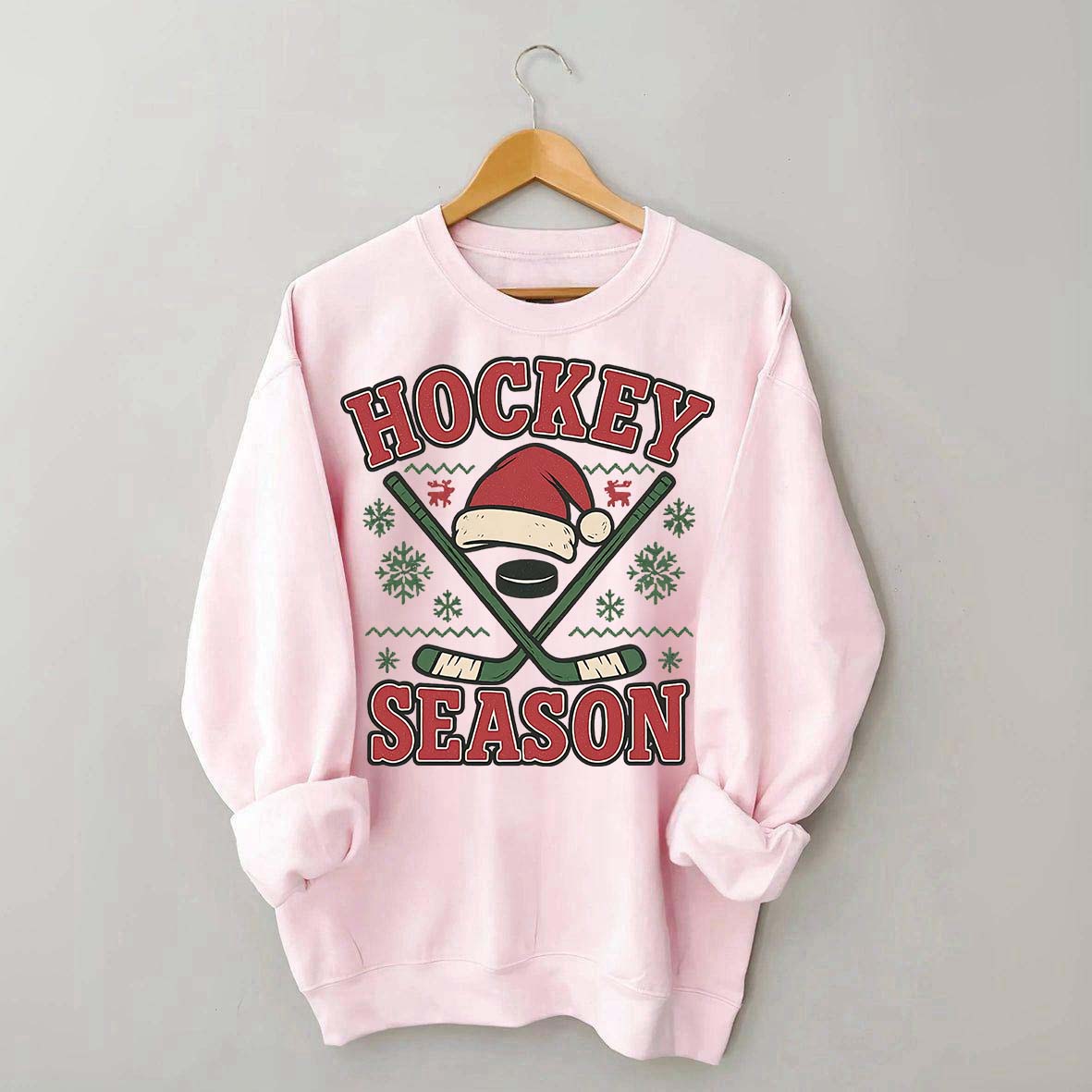 Christmas Hockey Santa Hat Sweatshirt