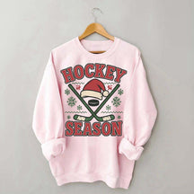 Christmas Hockey Santa Hat Sweatshirt