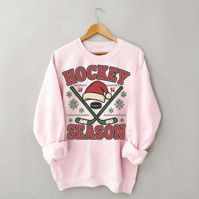 Christmas Hockey Santa Hat Sweatshirt