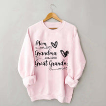 Custom Mom Grandma Great Grandma Est Year Sweatshirt