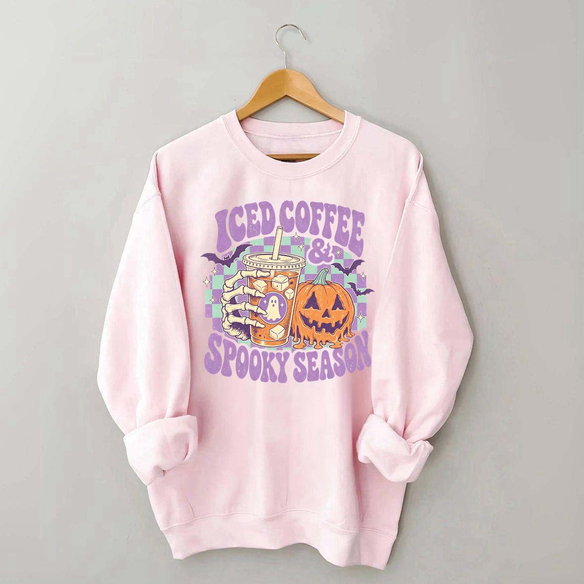 Spooky Season Ice Coffee Preppy Halloween Sweatshirt