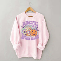 Spooky Season Ice Coffee Preppy Halloween Sweatshirt
