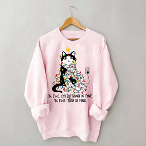 Christmas Cat Lights Sweatshirt