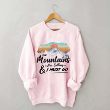 Retro Mountains Are Calling Hiking Camping Sweatshirt
