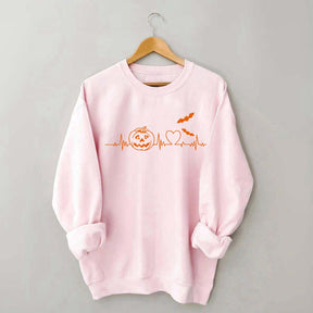 Halloween Pumpkin Heartbeat Funny Sweatshirt