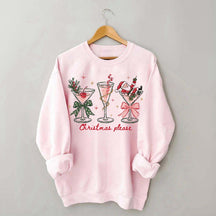 Christmas Please Martini Coquette Holiday Sweatshirt