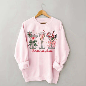 Christmas Please Martini Coquette Holiday Sweatshirt