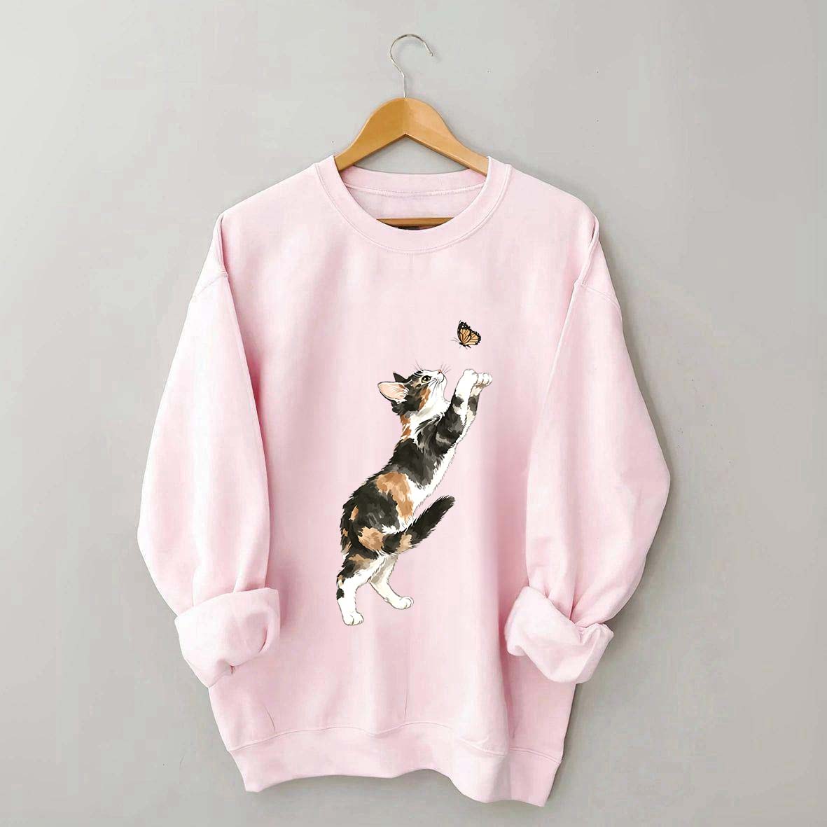 Cute Cat and Butterfly Sweatshirt