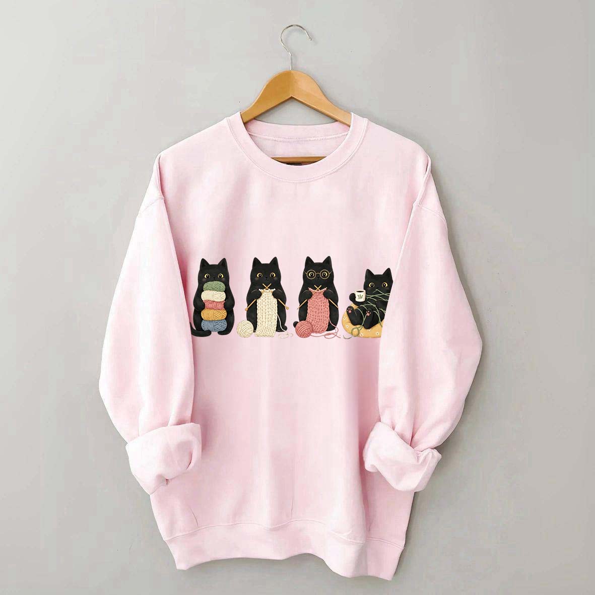 Black Cats Knitting Funny Sweatshirt