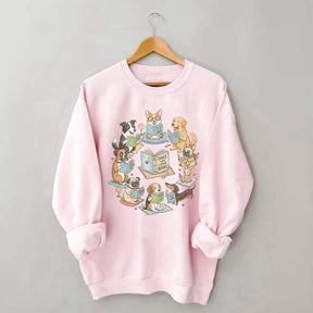 Bookworm Fiction Dog Reading Sweatshirt