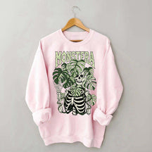 Monstera Skeleton Plant Halloween Sweatshirt