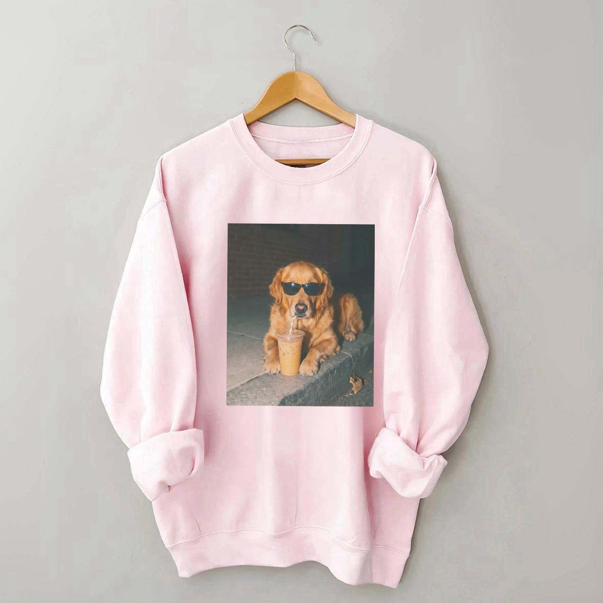 Golden Retriever Drinking Iced Coffee Sweatshirt