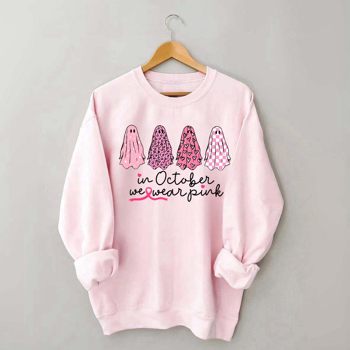 In October We Wear Pink Ghost Cancer Fighter Sweatshirt