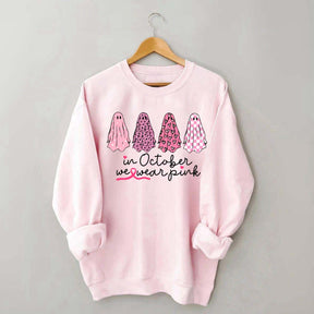 In October We Wear Pink Ghost Cancer Fighter Sweatshirt