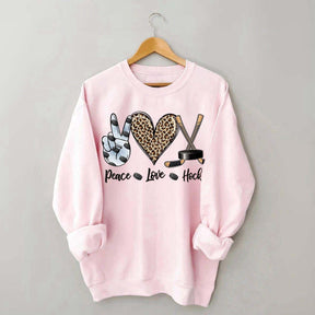 Sports Peace Love Hockey Sweatshirt