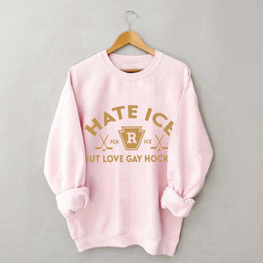 Hate ICE But Love Gay Hockey Boxy Sweatshirt